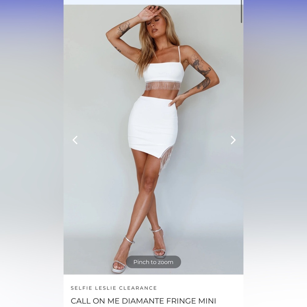 SELFIE LESLIE CALL ON ME DIAMANTE FRINGE bachelorette outfit